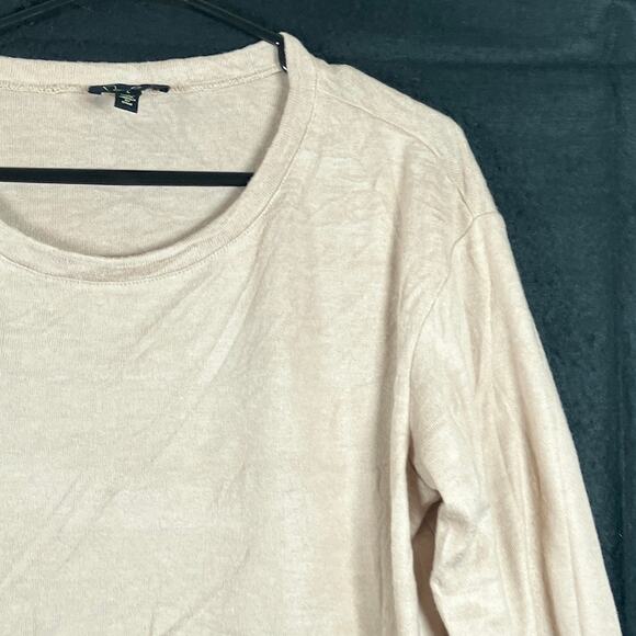 Jessica Simpson Womens Shirt Tan Side Split Scoop Neck Long Sleeved Stretch L - Picture 5 of 12